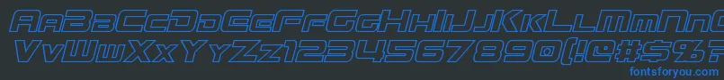 Шрифт MissionGtRHollowItalic – синие шрифты на чёрном фоне
