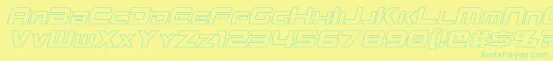 Police MissionGtRHollowItalic – polices vertes sur fond jaune
