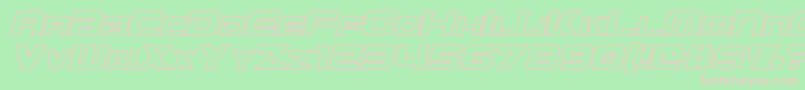 MissionGtRHollowItalic-fontti – vaaleanpunaiset fontit vihreällä taustalla