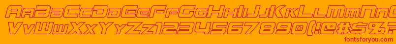 フォントMissionGtRHollowItalic – オレンジの背景に赤い文字