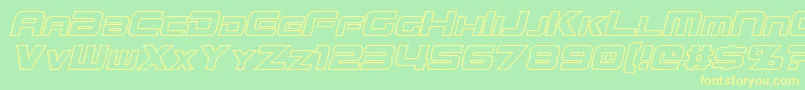 MissionGtRHollowItalic-fontti – keltaiset fontit vihreällä taustalla