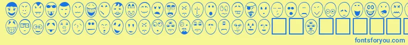 Więcej informacji o czcionce CaricatureNormal Czcionka CaricatureNormal – niebieskie czcionki na żółtym tle
