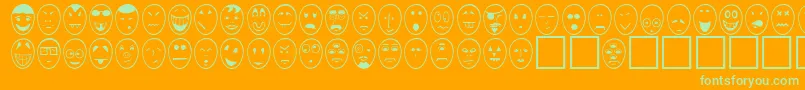 CaricatureNormal-Schriftart – Grüne Schriften auf orangefarbenem Hintergrund