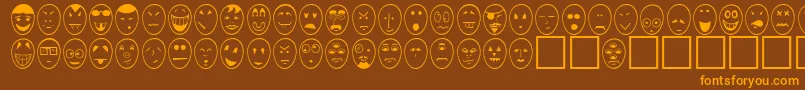 CaricatureNormal-Schriftart – Orangefarbene Schriften auf braunem Hintergrund