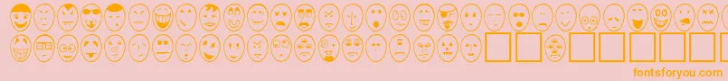 CaricatureNormal-Schriftart – Orangefarbene Schriften auf rosa Hintergrund