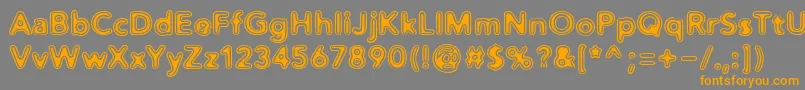 フォントDistro2Vinyl – オレンジの文字は灰色の背景にあります。