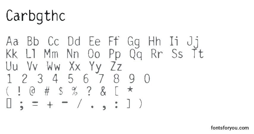 Czcionka Carbgthc – alfabet, cyfry, specjalne znaki