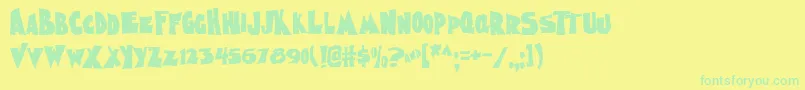 Fonte Nigha ffy – fontes verdes em um fundo amarelo
