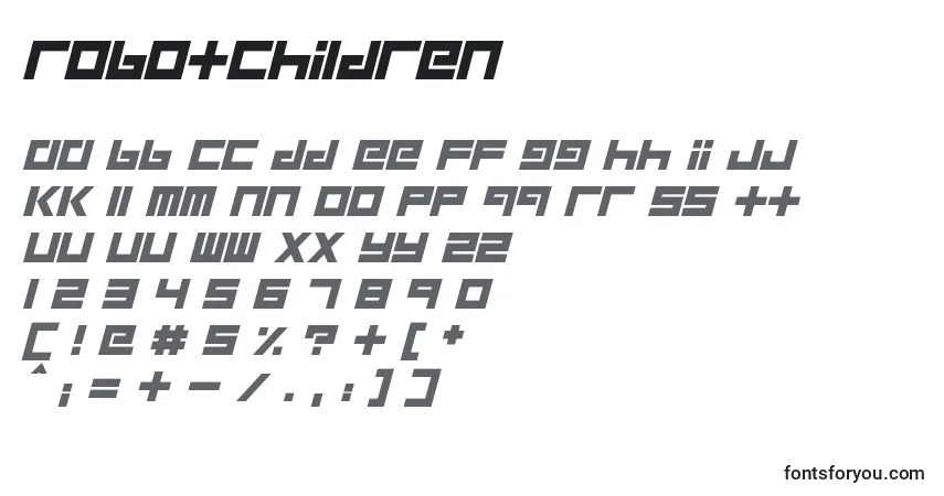 Schriftart RobotChildren (100852) – Alphabet, Zahlen, spezielle Symbole