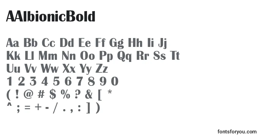 Schriftart AAlbionicBold – Alphabet, Zahlen, spezielle Symbole