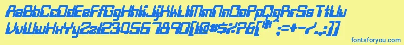 TwobitBoldItalic Font – Blue Fonts on Yellow Background