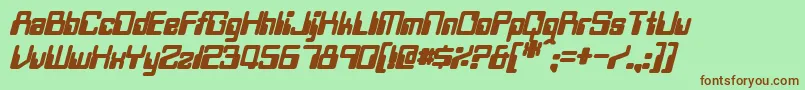 TwobitBoldItalic Font – Brown Fonts on Green Background