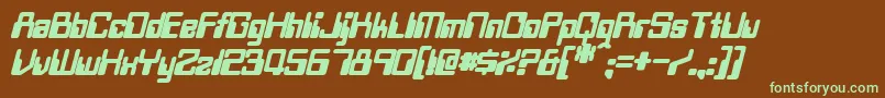 TwobitBoldItalic Font – Green Fonts on Brown Background