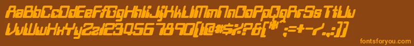 TwobitBoldItalic Font – Orange Fonts on Brown Background