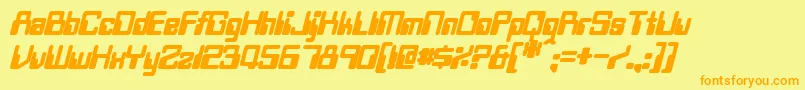 TwobitBoldItalic Font – Orange Fonts on Yellow Background