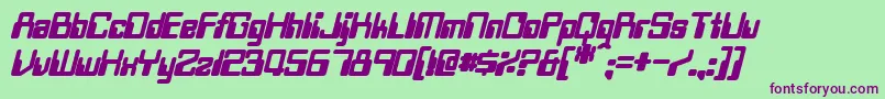 TwobitBoldItalic Font – Purple Fonts on Green Background
