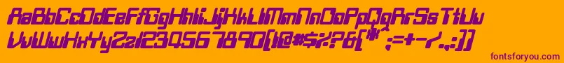 TwobitBoldItalic Font – Purple Fonts on Orange Background