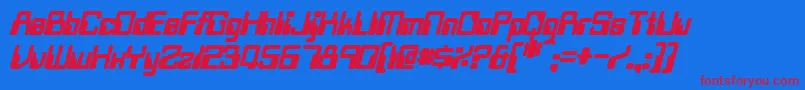 TwobitBoldItalic Font – Red Fonts on Blue Background