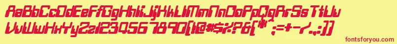 フォントTwobitBoldItalic – 赤い文字の黄色い背景