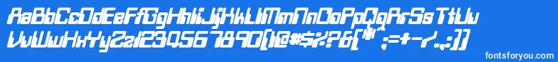 フォントTwobitBoldItalic – 青い背景に白い文字