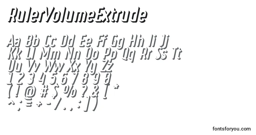 Schriftart RulerVolumeExtrude – Alphabet, Zahlen, spezielle Symbole