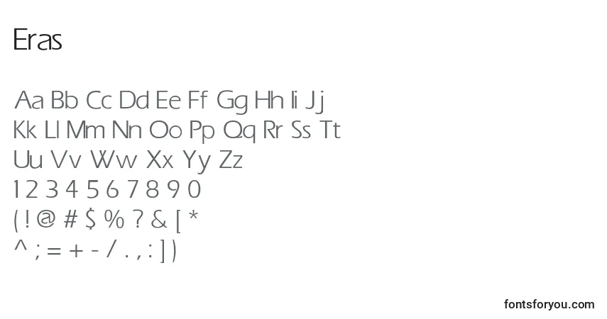 A fonte Eras – alfabeto, números, caracteres especiais