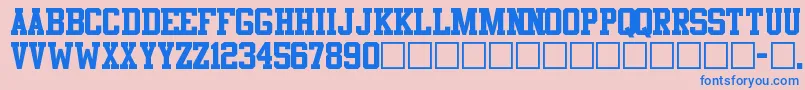 Athletic Font – Blue Fonts on Pink Background