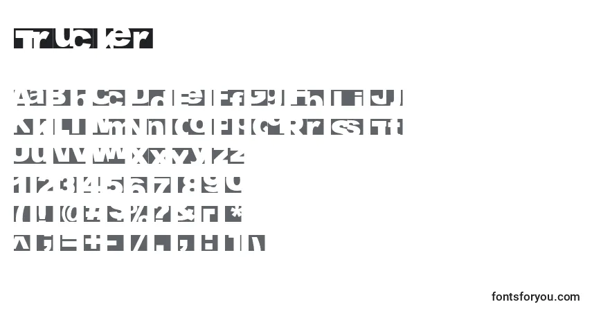 Czcionka Trucker – alfabet, cyfry, specjalne znaki