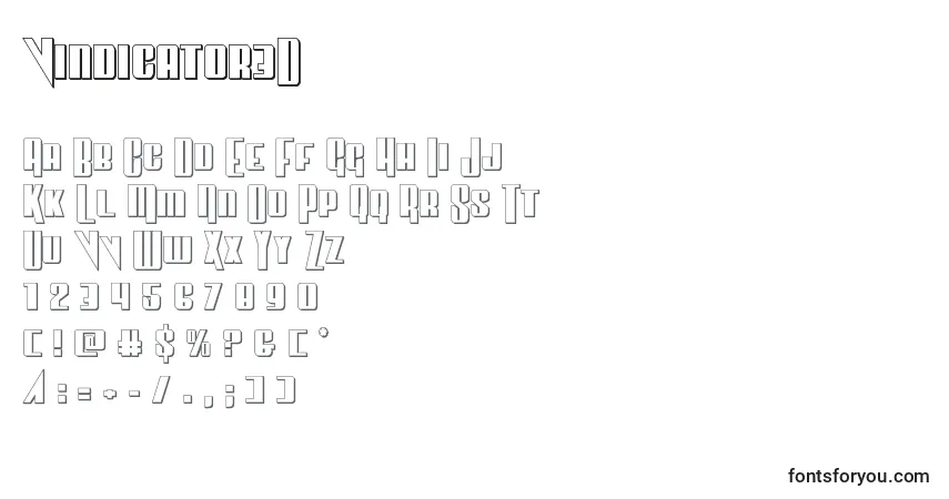 Schriftart Vindicator3D – Alphabet, Zahlen, spezielle Symbole
