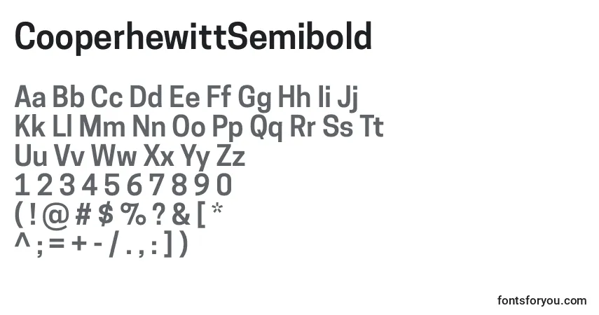 A fonte CooperhewittSemibold – alfabeto, números, caracteres especiais
