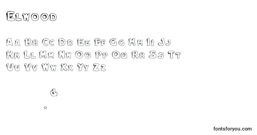 Czcionka Elwood – alfabet, cyfry, specjalne znaki