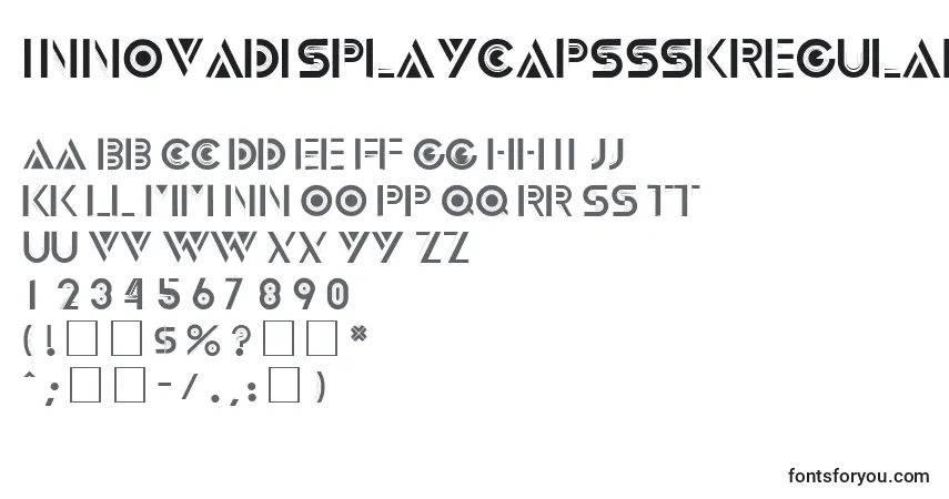 Czcionka InnovadisplaycapssskRegular – alfabet, cyfry, specjalne znaki