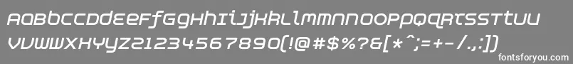 Lisätietoja AspirinAdvanceboldItalic-fontista AspirinAdvanceboldItalic-fontti – valkoiset fontit harmaalla taustalla