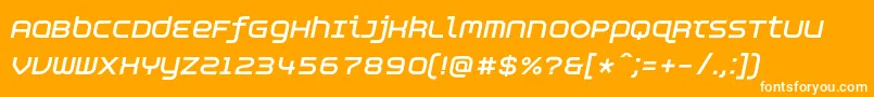 Saiba mais sobre a fonte AspirinAdvanceboldItalic Fonte AspirinAdvanceboldItalic – fontes brancas em um fundo laranja