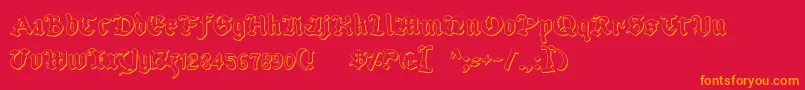 UberhГ¶lmeOutline Font – Orange Fonts on Red Background