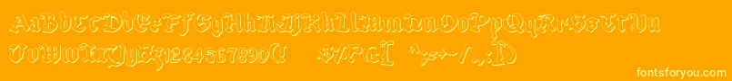 UberhГ¶lmeOutline-Schriftart – Gelbe Schriften auf orangefarbenem Hintergrund