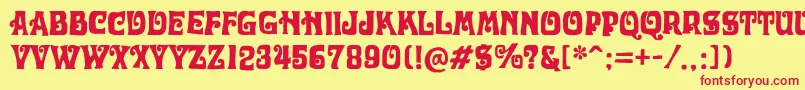 OtobokeRegular Font – Red Fonts on Yellow Background