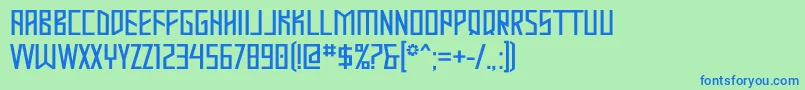 フォントMastod – 青い文字は緑の背景です。