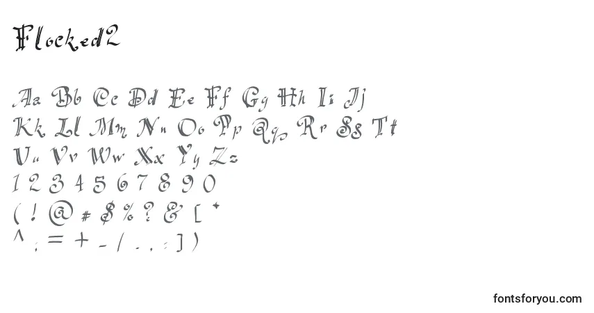 Czcionka Flocked2 – alfabet, cyfry, specjalne znaki