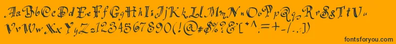 Flocked2-Schriftart – Schwarze Schriften auf orangefarbenem Hintergrund