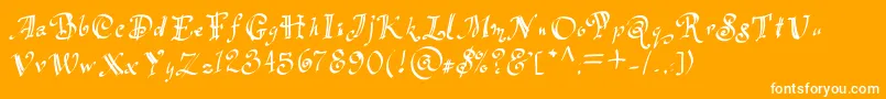 Flocked2-Schriftart – Weiße Schriften auf orangefarbenem Hintergrund