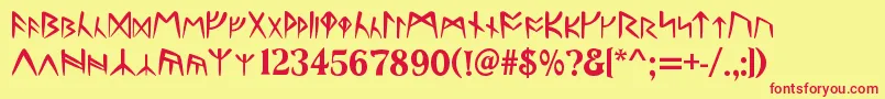 UltimaRunes Font – Red Fonts on Yellow Background