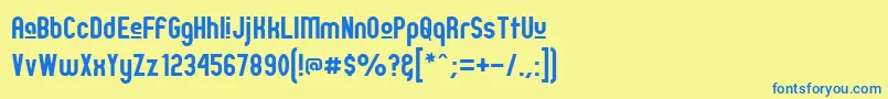 フォントZillmu – 青い文字が黄色の背景にあります。
