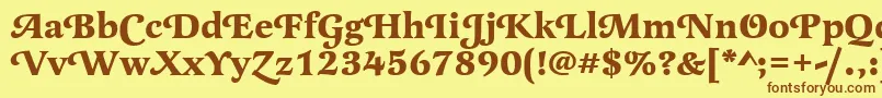 フォントLatienneswatBold – 茶色の文字が黄色の背景にあります。