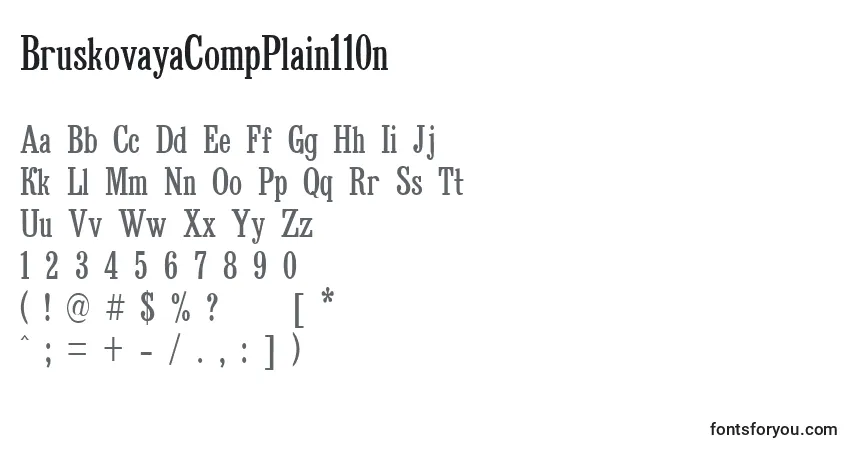 BruskovayaCompPlain110n-fontti – aakkoset, numerot, erikoismerkit