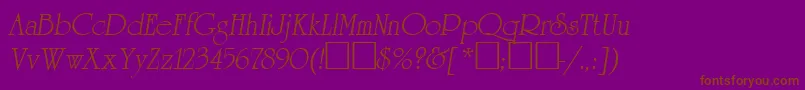 AgreveranceOblique-Schriftart – Braune Schriften auf violettem Hintergrund