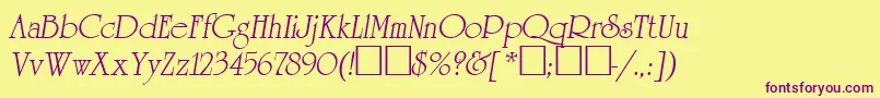 AgreveranceOblique Font – Purple Fonts on Yellow Background