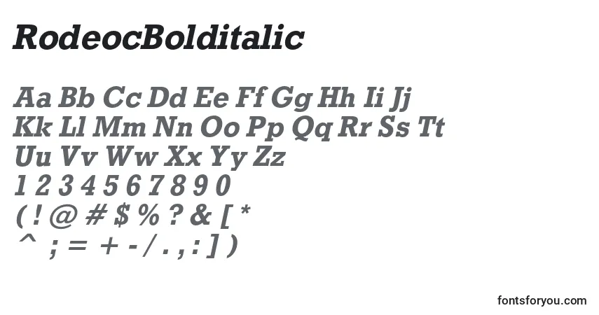 Шрифт RodeocBolditalic – алфавит, цифры, специальные символы