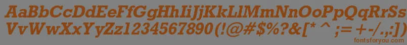 フォントRodeocBolditalic – 茶色の文字が灰色の背景にあります。