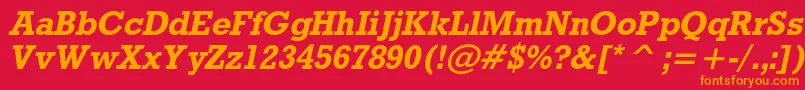 フォントRodeocBolditalic – 赤い背景にオレンジの文字